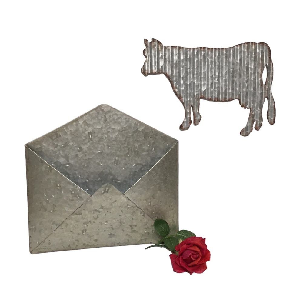 Metal Cow & Wall Letter Holder Accessories Decor Country Primitive New